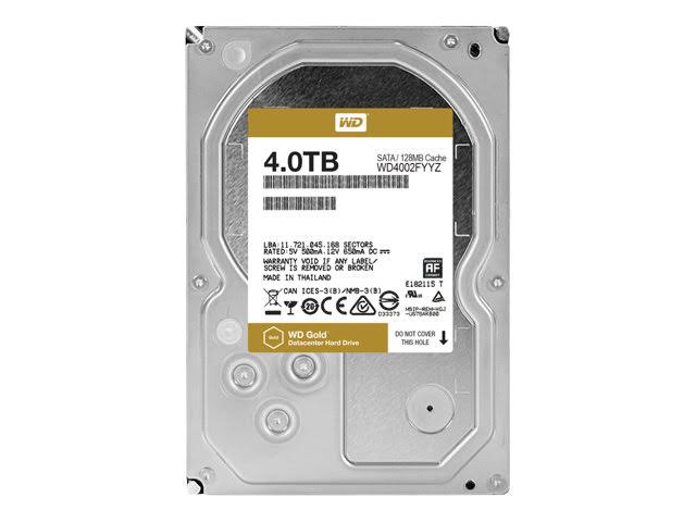 Western Digital Bare Drives Unidad de disco duro WD Gold 4TB Enterprise Class - 7200 RPM Class SATA 6 Gb / s 128MB Cache 3.5 pulgadas - WD4002FYYZ