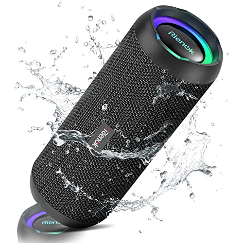 RIENOK Altavoz Bluetooth portátil 30W Emparejamiento dual Estéreo inalámbrico verdadero Sonido HD IPX7 Impermeable Deporte al aire libre Ducha Altavoz inalámbrico Bluetooth 5.3 para fiesta en casa