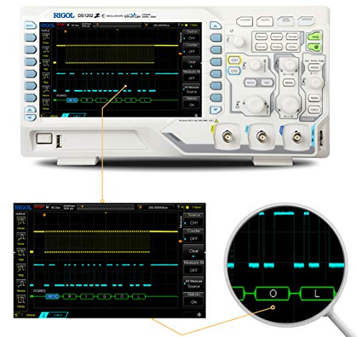 Rigol DS1202Z-E 200 Megahertz 2 canales Osciloscopio digital Multímetro de forma de onda digital Visualización y análisis básicos en tiempo real con pantalla de 7 pulgadas