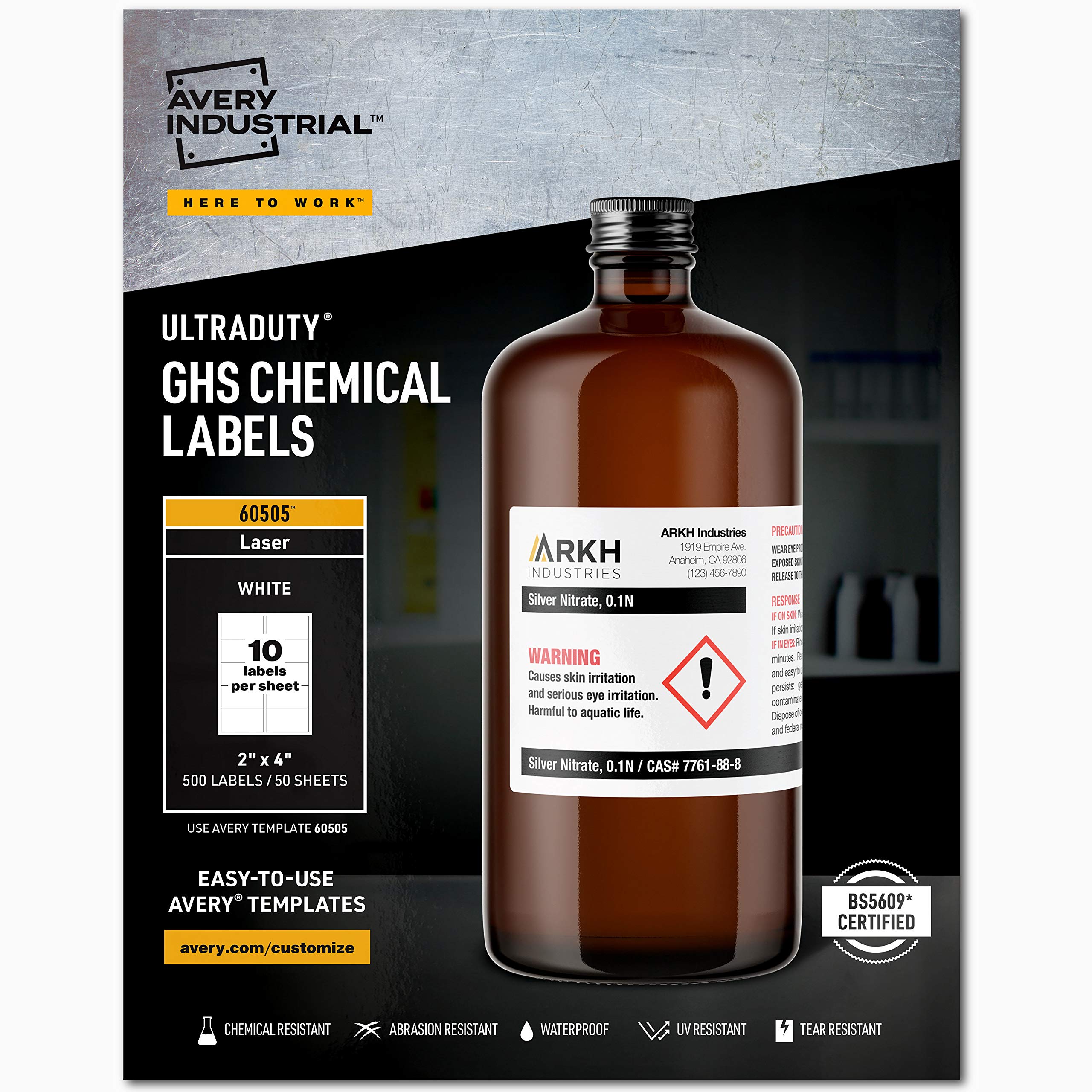 Avery Etiquetas químicas UltraDuty GHS para impresoras ...