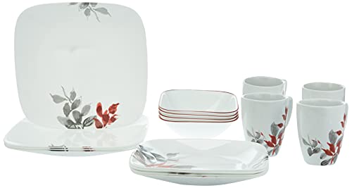 CORELLE Juego de hojas cuadradas de Kyoto de 16 piezas