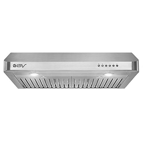 BV Campanas extractoras de 30 pulgadas debajo del gabinete | Doble motor de extra alta potencia| Campana de cocina de acero inoxidable con luces LED | Campana extractora de cocina con conductos