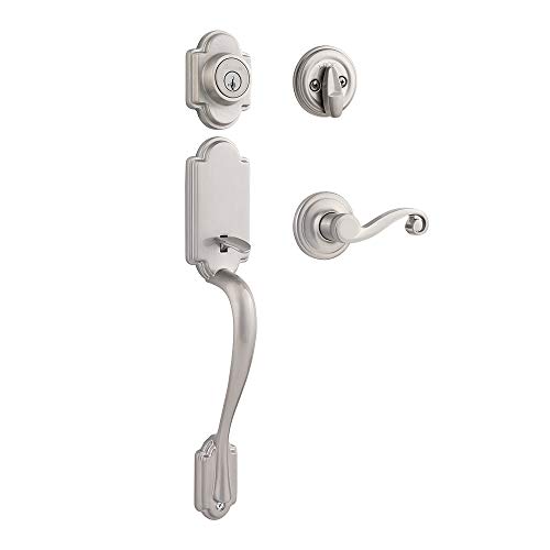 Kwikset Manija Arlington de un solo cilindro con palanca Lido con SmartKey en níquel satinado