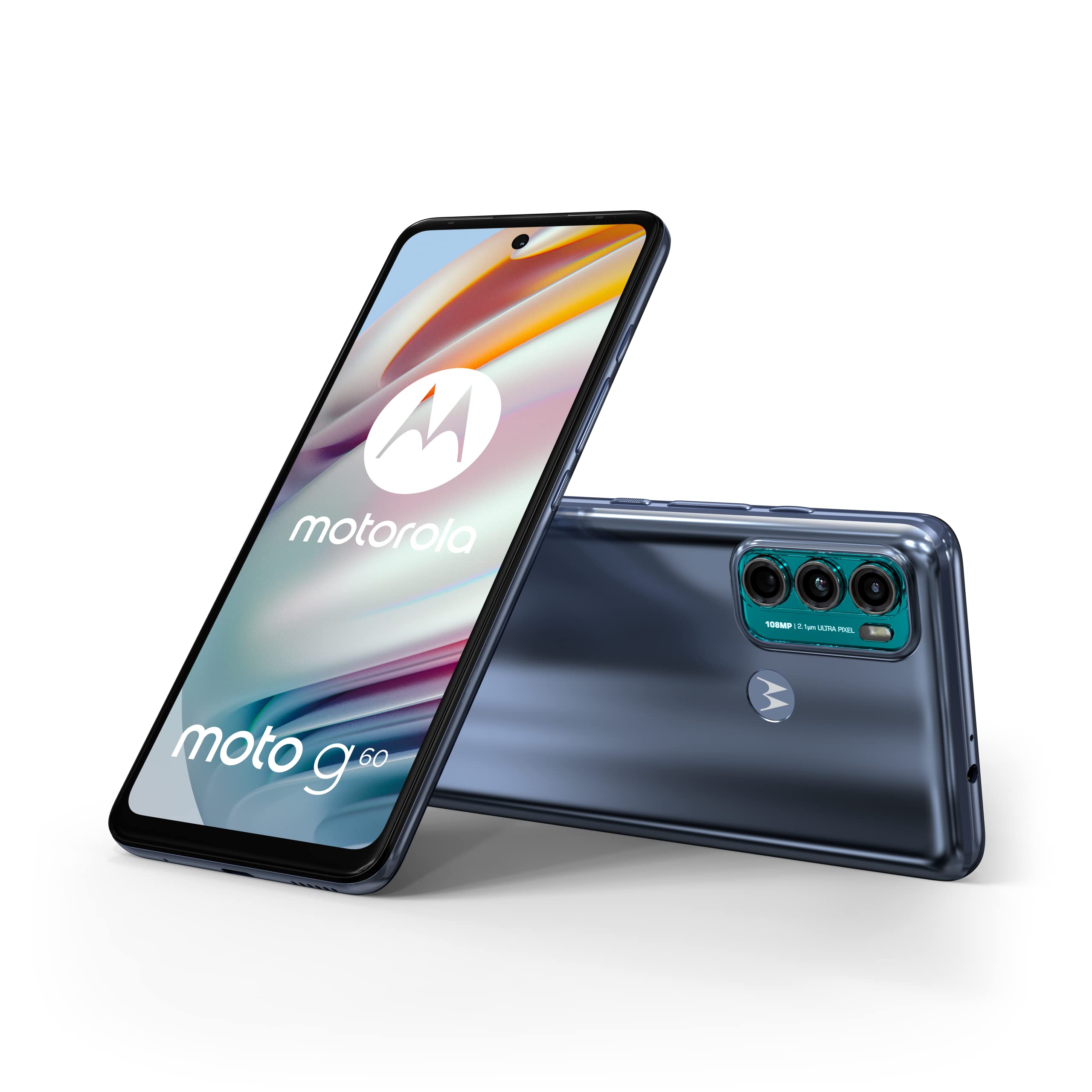 Motorola Moto G60 Dual-SIM 128GB ROM + 6GB RAM (Solo GSM | Sin CDMA) Teléfono inteligente 4G/LTE desbloqueado de fábrica (Gris dinámico) - Versión internacional