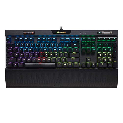 Corsair Teclado mecánico para juegos K70 RGB MK.2 - Passthrough USB y controles de medios - Lineal y silencioso - Cherry MX Red - Retroiluminación LED RGB