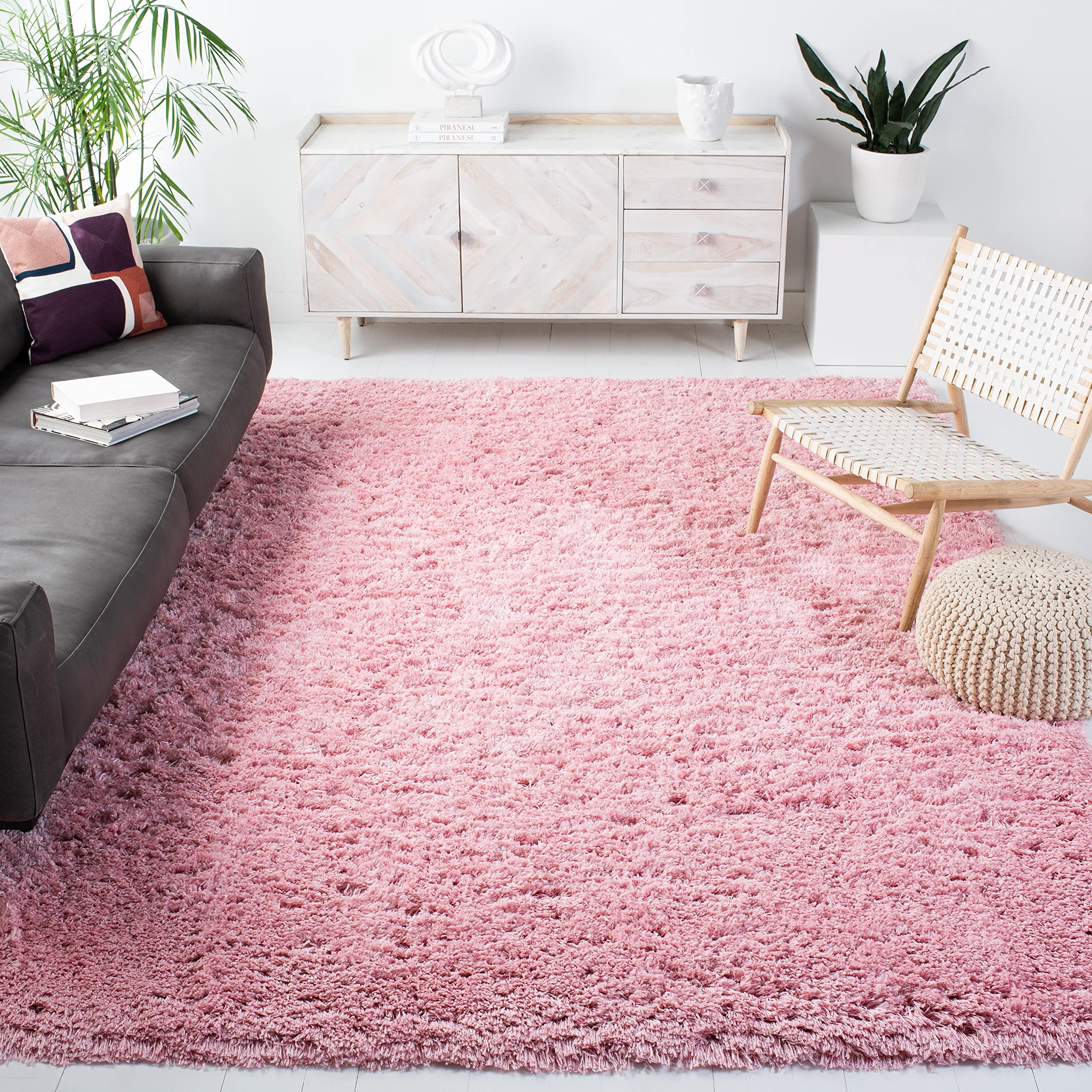 Safavieh Polar Shag Collection 4' cuadrado rosa claro P...