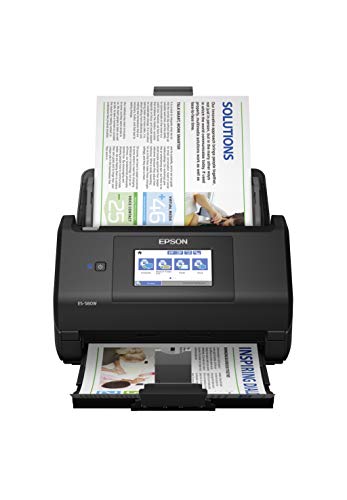  Epson Workforce ES-580W Escáner de documentos de escritorio dúplex a color inalámbrico para PC y Mac con alimentador automático de documentos (ADF) de 100 hojas y pantalla táctil intuitiva de 4.3'...