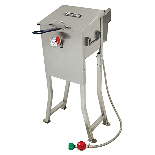  Bayou Classic 700-725 Freidora Bayou de acero inoxidable de 2.5 gal Independiente o de mesa Incluye canasta de malla de acero inoxidable Termómetro para freír Válvula de drenaje Regulador de alta...