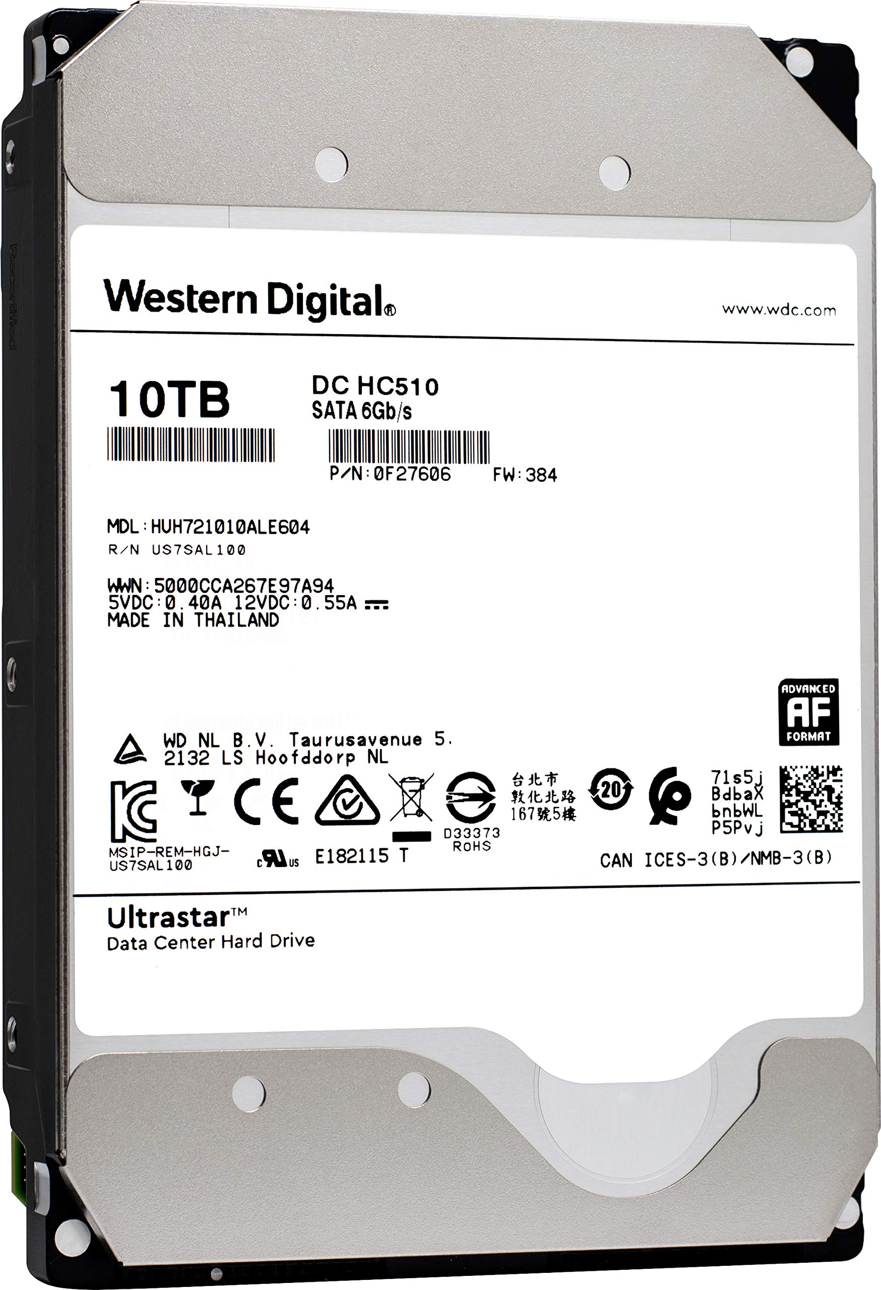 HGST WD Ultrastar DC HC510 10TB 7200 RPM SATA 6Gb/s 3.5' Helium Platform Enterprise Disco duro - HUH721010ALE604 (0F27606)