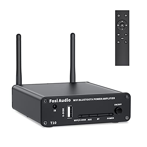  Fosi Audio Amplificador receptor estéreo T10 WiFi Bluetooth 5.0 Módulo de enrutamiento Wi-Fi 2.4G Amplificador de audio multizona/multisala inalámbrico inteligente Compatible con Airplay Connect-100...