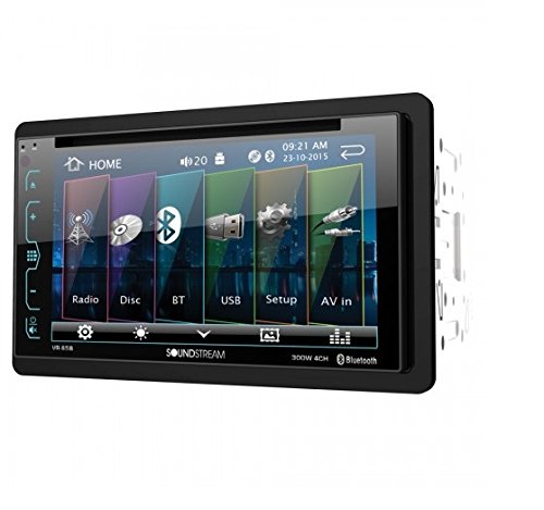 Soundstream VR-65B Doble DIN Bluetooth DVD/CD/AM/FM Estéreo para auto en el tablero con pantalla Smart Sense de 6.2'