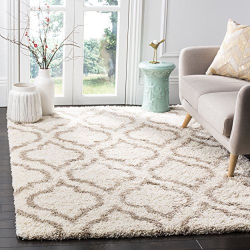 Safavieh Hudson Shag Collection SGH284D Alfombra geométrica marroquí de color marfil y beige (6 'x 9')